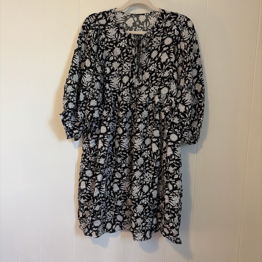 Floral Black and White Dress